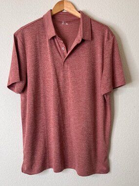 Z by Zella Men's Athletic Golf Polo Shirt Brick Red Heather Large